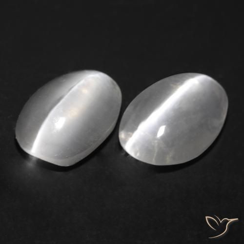 Pedras preciosas de Sillimanita Olho de Gato Branco natural de 1.67 ct, oval, Transparente