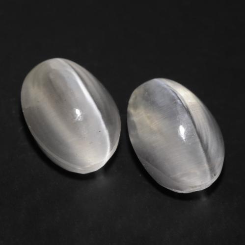 Pedras preciosas de Sillimanita Olho de Gato Cinza muito claro natural de 2.45 ct, Corte Oval, Transparente
