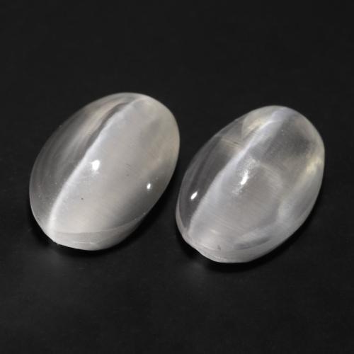 Pedras preciosas de Sillimanita Olho de Gato Cinza muito claro natural de 2.45 ct, Corte Oval, Transparente