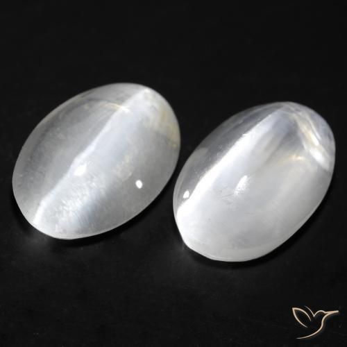 2.46ctw Natural Branco Sillimanita Olho de Gato, oval, Transparente