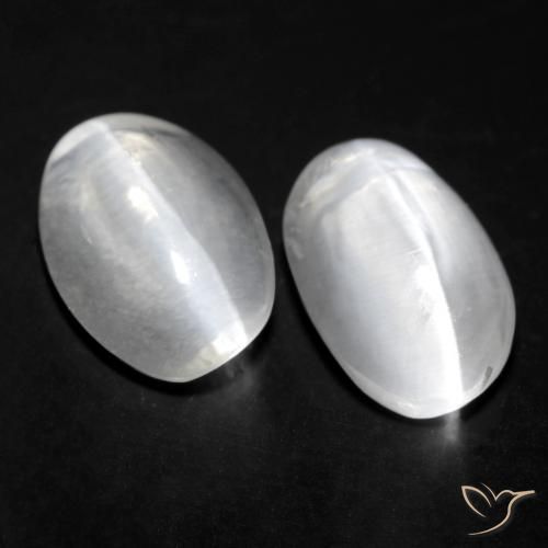 Pedras preciosas de Sillimanita Olho de Gato Branco natural de 2.46 ct, oval, Transparente