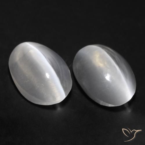 1.77ctw Natural Branco Sillimanita Olho de Gato, oval, Transparente