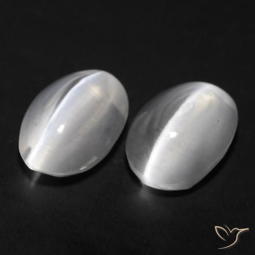 Pedras preciosas de Sillimanita Olho de Gato Branco natural de 1.77 ct, oval, Transparente