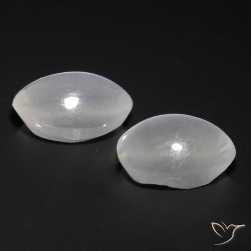 Pedras preciosas de Sillimanita Olho de Gato Branco natural de 1.77 ct, oval, Transparente