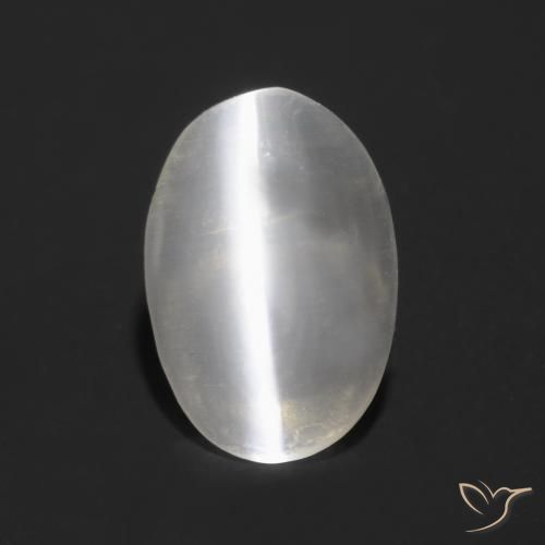 0.81ct Natural Cinza muito claro Sillimanita Olho de Gato, oval, Transparente