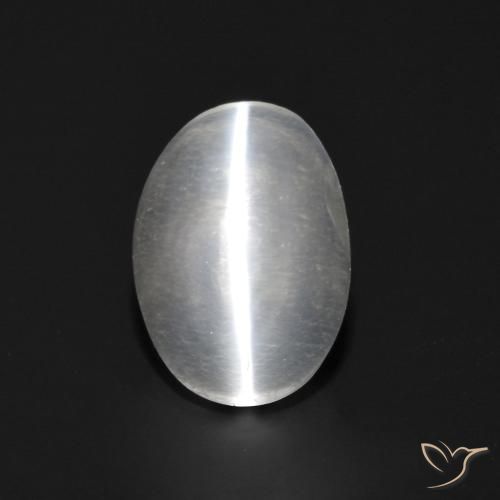 1.04ct Natural Branco claro Sillimanita Olho de Gato, oval, Transparente