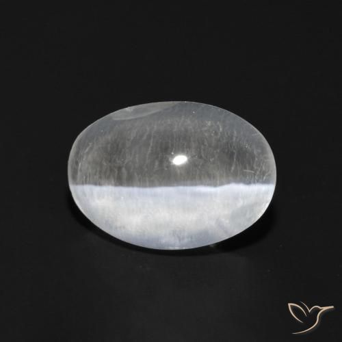 Sillimanita Olho de Gato Branco claro Natural 1.04ct, oval, Transparente