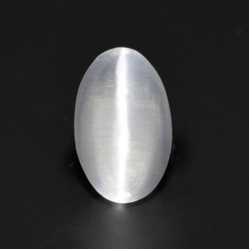 Sillimanita Olho de Gato branco translúcido Natural 0.81ct, Corte Oval, Transparente