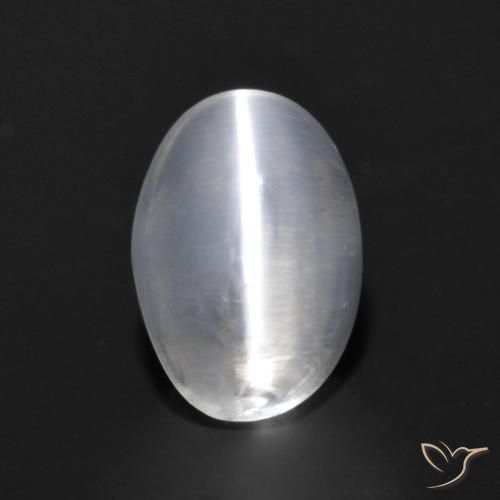 0.98ct Natural branco translúcido Sillimanita Olho de Gato, oval, Transparente