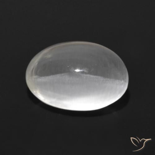 1.29ct Natural Branco claro Sillimanita Olho de Gato, oval, Transparente