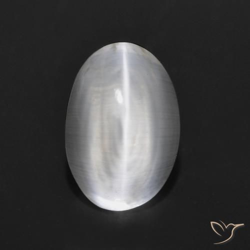 Sillimanita Olho de Gato Branco claro Natural 1.29ct, oval, Transparente