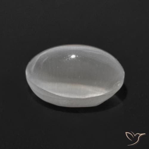 Sillimanita Olho de Gato Branco claro Natural 1.29ct, oval, Transparente