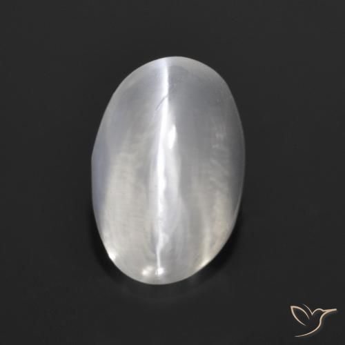 1.40ct Natural Branco claro Sillimanita Olho de Gato, oval, Transparente