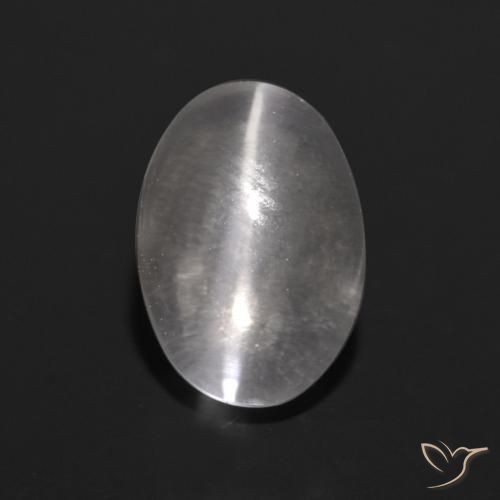 1.39ct Natural Branco claro Sillimanita Olho de Gato, oval, Transparente