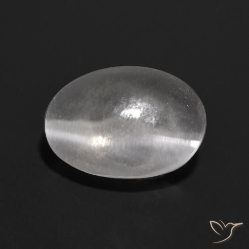 Sillimanita Olho de Gato Branco claro Natural 1.39ct, oval, Transparente