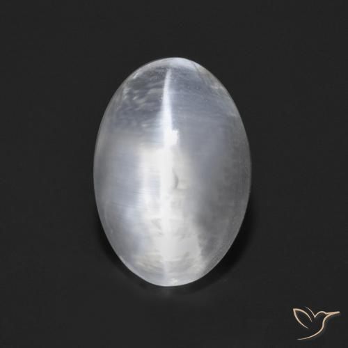 Sillimanita Olho de Gato Branco claro Natural 1.49ct, oval, Transparente