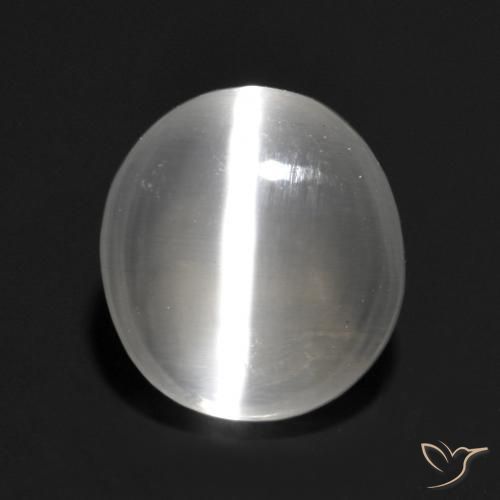 1.30ct Natural Branco Sillimanita Olho de Gato, oval, Transparente