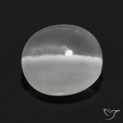 Sillimanita Olho de Gato Branco Natural 1.30ct, oval, Transparente