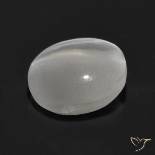 Sillimanita Olho de Gato Branco Natural 1.30ct, oval, Transparente
