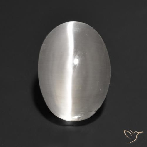1.34ct Natural Cinza muito claro Sillimanita Olho de Gato, oval, Transparente