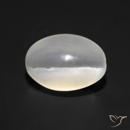 1.43ct Natural branco quente Sillimanita Olho de Gato, oval, Transparente
