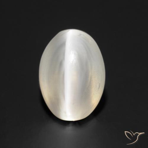 Sillimanita Olho de Gato branco quente Natural 1.43ct, oval, Transparente