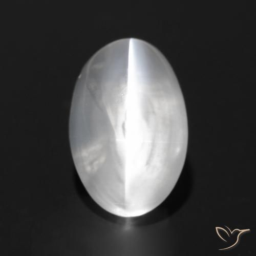 1.53ct Natural Branco Sillimanita Olho de Gato, oval, Transparente