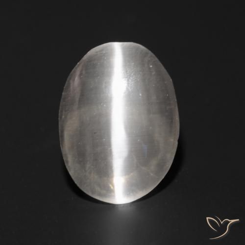 0.96ct Natural Cinza muito claro Sillimanita Olho de Gato, oval, Transparente
