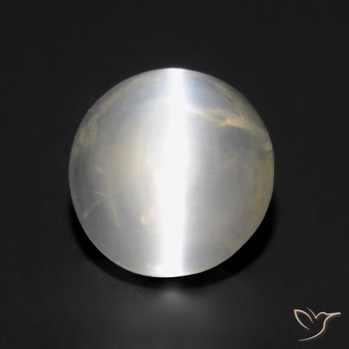 1.57ct Natural branco quente Sillimanita Olho de Gato, Redondo, Transparente