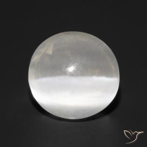 Sillimanita Olho de Gato branco quente Natural 1.57ct, Redondo, Transparente