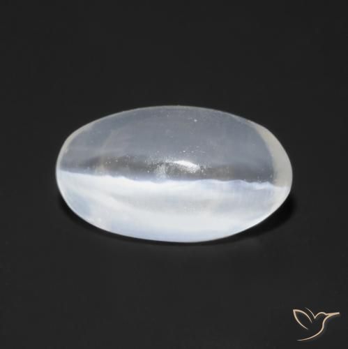 0.77ct Natural branco translúcido Sillimanita Olho de Gato, oval, Transparente