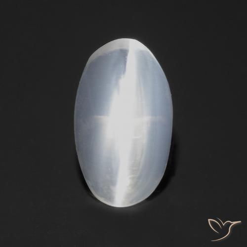 Sillimanita Olho de Gato branco translúcido Natural 0.77ct, oval, Transparente