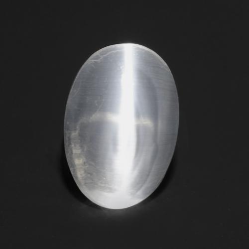 Sillimanite cat's eye branco natural 0,80ct, corte oval, transparente