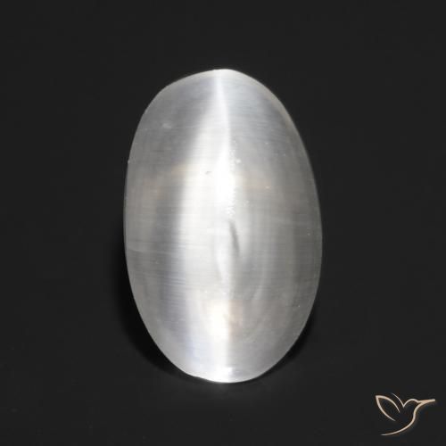 0.83ct Natural Branco claro Sillimanita Olho de Gato, oval, Transparente