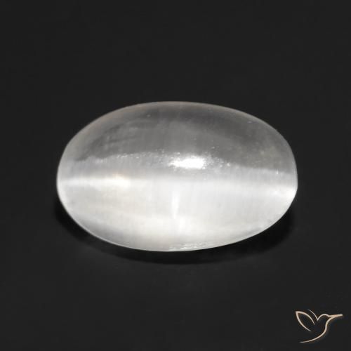 Sillimanita Olho de Gato Branco claro Natural 0.83ct, oval, Transparente
