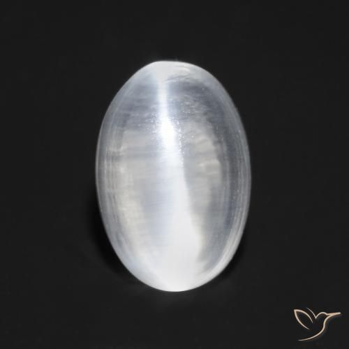 Sillimanita Olho de Gato branco translúcido Natural 1.04ct, oval, Transparente