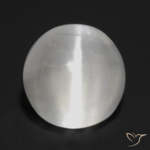 Sillimanita Olho de Gato branco translúcido Natural 1.32ct, Redondo, Transparente