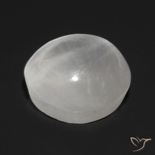 Sillimanita Olho de Gato branco translúcido Natural 1.32ct, Redondo, Transparente