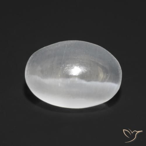 1.13ct Natural branco translúcido Sillimanita Olho de Gato, oval, Transparente