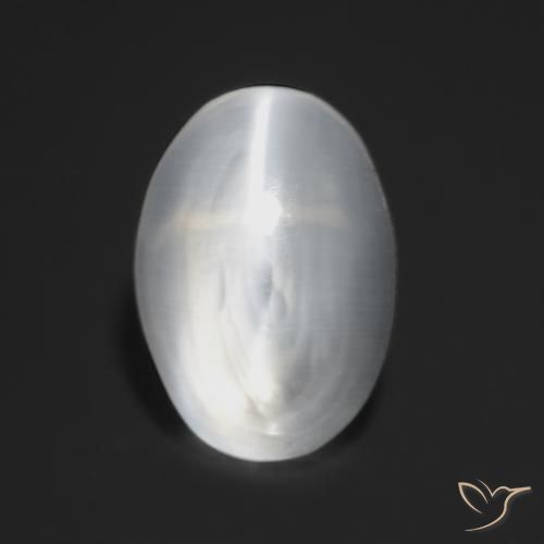 Sillimanita Olho de Gato branco translúcido Natural 1.13ct, oval, Transparente