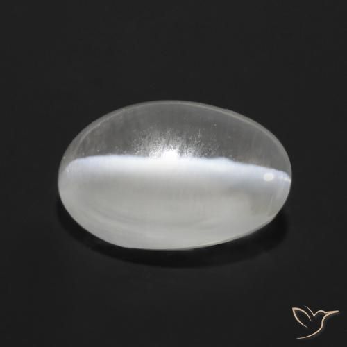 Sillimanita Olho de Gato branco translúcido Natural 0.97ct, oval, Transparente