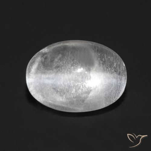 0.88ct Natural Branco claro Sillimanita Olho de Gato, oval, Transparente