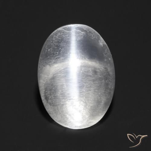 Sillimanita Olho de Gato Branco claro Natural 0.88ct, oval, Transparente