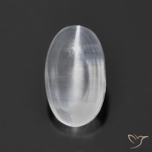 Sillimanita Olho de Gato Branco claro Natural 1.24ct, oval, Transparente