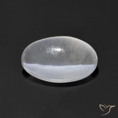 1.39ct Natural Branco claro Sillimanita Olho de Gato, oval, Transparente