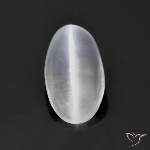Sillimanita Olho de Gato Branco claro Natural 1.39ct, oval, Transparente