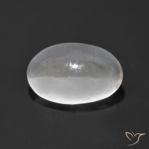 1.36ct Natural Branco Sillimanita Olho de Gato, oval, Transparente