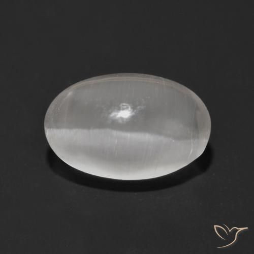 Sillimanita Olho de Gato Branco Natural 1.17ct, oval, Transparente