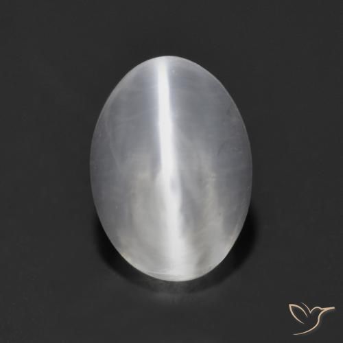 1.37ct Natural Branco Sillimanita Olho de Gato, oval, Transparente