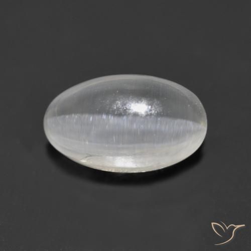 1.46ct Natural Branco claro Sillimanita Olho de Gato, oval, Transparente